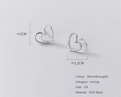 5 Tremella Studs Female Cute Small Girl Heart Sweet Diamond Irregular Love Earrings-Jewearrings