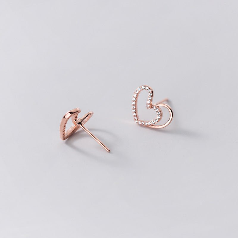 5 Tremella Studs Female Cute Small Girl Heart Sweet Diamond Irregular Love Earrings-Jewearrings