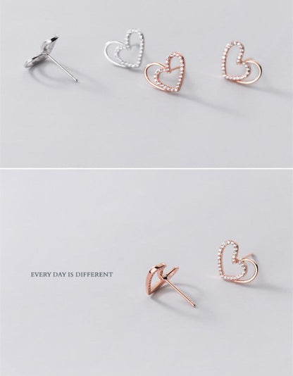 5 Tremella Studs Female Cute Small Girl Heart Sweet Diamond Irregular Love Earrings-Jewearrings