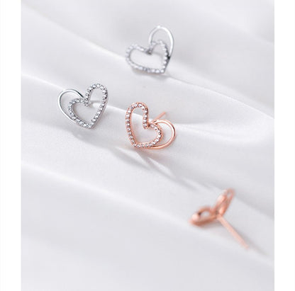 5 Tremella Studs Female Cute Small Girl Heart Sweet Diamond Irregular Love Earrings-Jewearrings