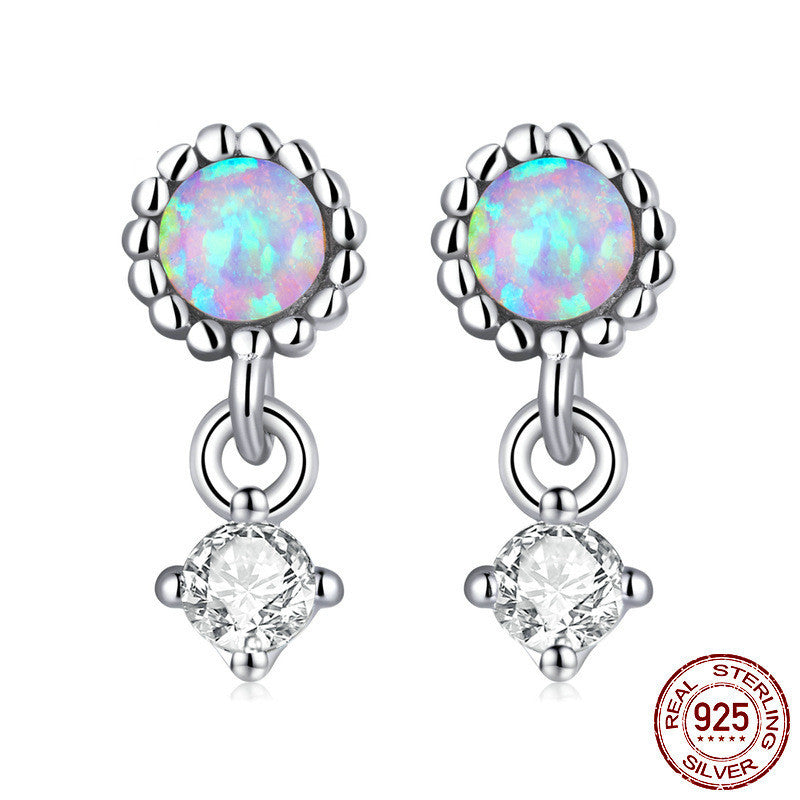 European And American Popular Sterling Silver S925 Simple Opal Earrings-Jewearrings