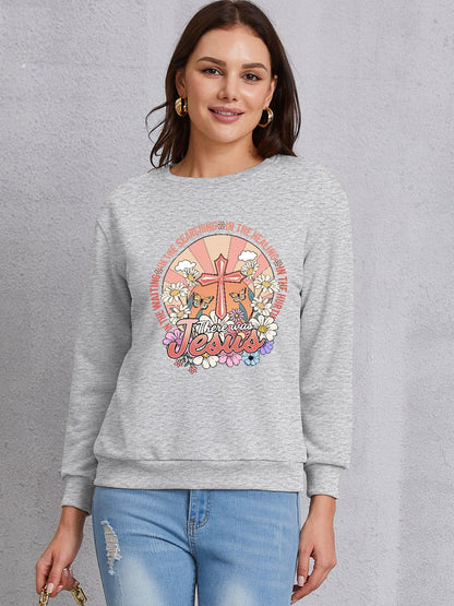 Cross Graphic Round Neck Sweatshirt-Jewearrings