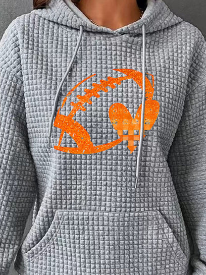 Full Size Football Graphic Drawstring Hoodie-Jewearrings