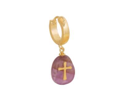 Natural Stone Cross Earrings Female Personality-Jewearrings