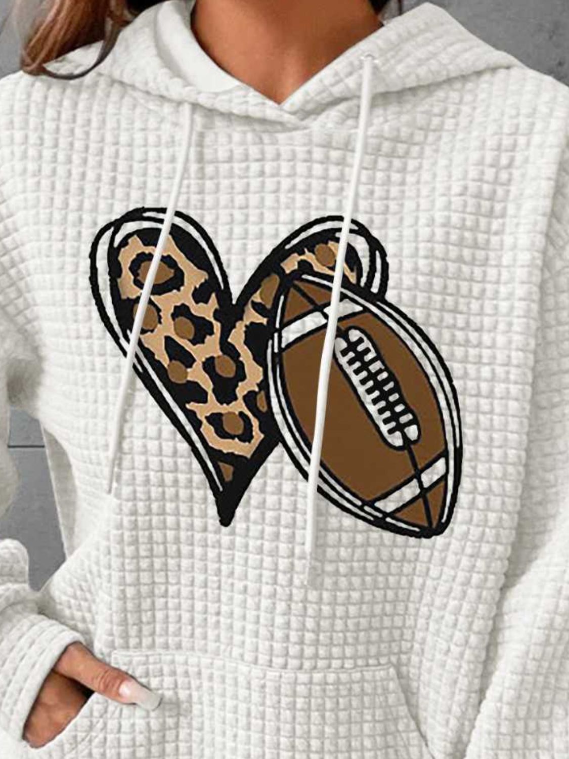 Heart & Football Graphic Hoodie-Jewearrings