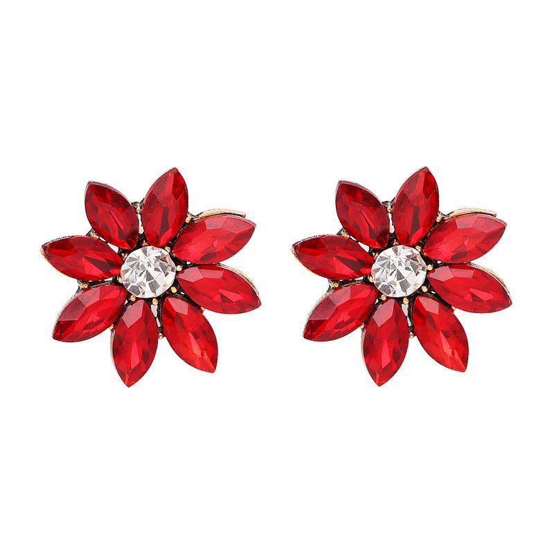 Crystal Flower Stud Earring Fashion Women Statement Stud Earrings for Women Brincos femme Factory wholesale-Jewearrings