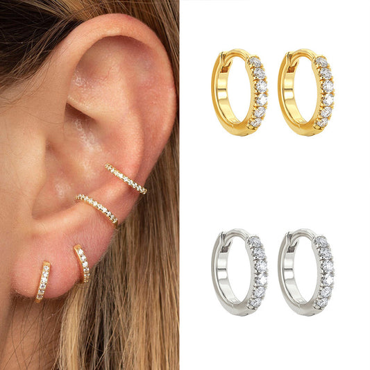 Sterling silver round micro-set earrings-Jewearrings