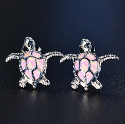 Opal Turtle Multicolor Stud Earrings-Jewearrings