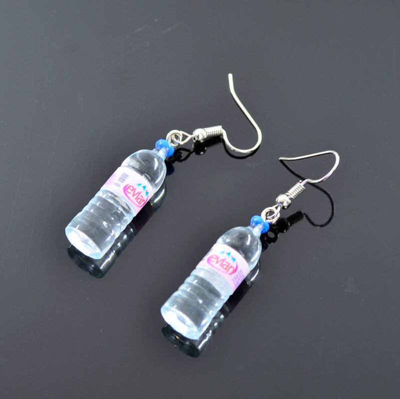 Vivid Little Mineral Water Bottle Pendant Silver Color Dangle Earrings Drop Earrings for Women-Jewearrings