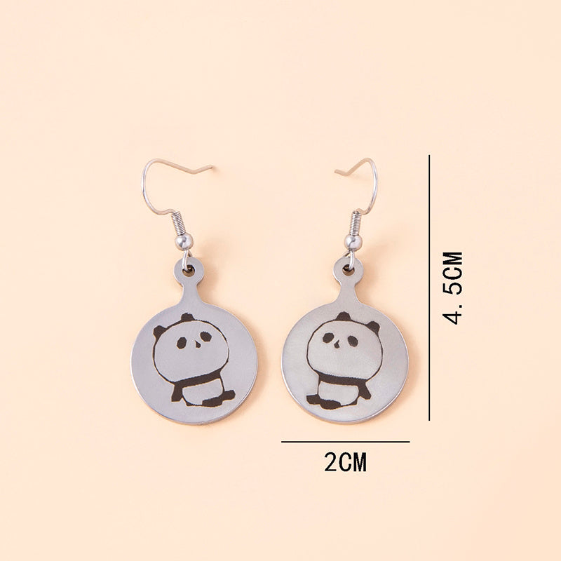 Cute Panda Dangle Earrings For Women-Jewearrings