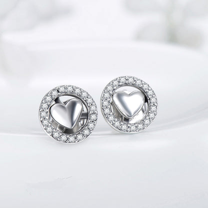 Small Silver Bean Love S925 Sterling Silver Stud Earrings-Jewearrings