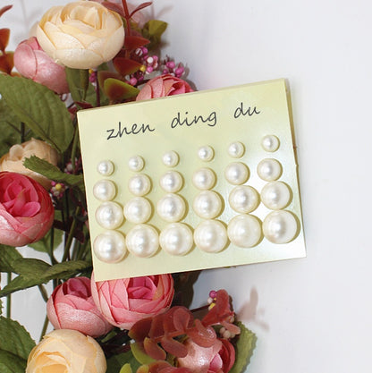 Size pearl row sitting earrings 12 pairs of plates pearl jewelry-Jewearrings