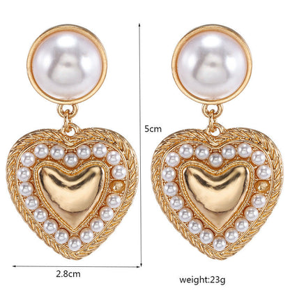 Large and small pearl alloy earrings earrings-Jewearrings