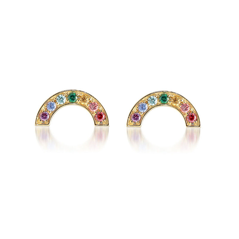 Sterling Silver Rainbow Stud Earrings Fashion-Jewearrings