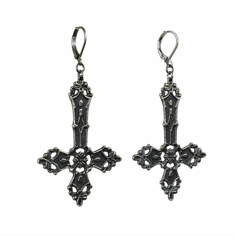 Gothic Vintage Hollow Cross Earrings-Jewearrings