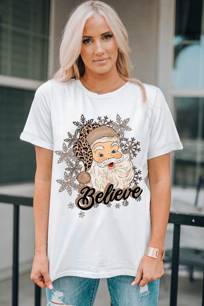 BELIEVE Santa Graphic T-Shirt-Jewearrings