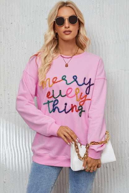 Letter Graphic Dropped Shoulder Sweatshirt-Jewearrings