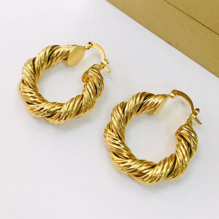 Super Twist Exaggerated Hollow Earrings 18K Gold Earrings Ear Clip-Jewearrings