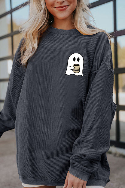 Ghost Graphic Drop Shoulder Sweatshirt-Jewearrings