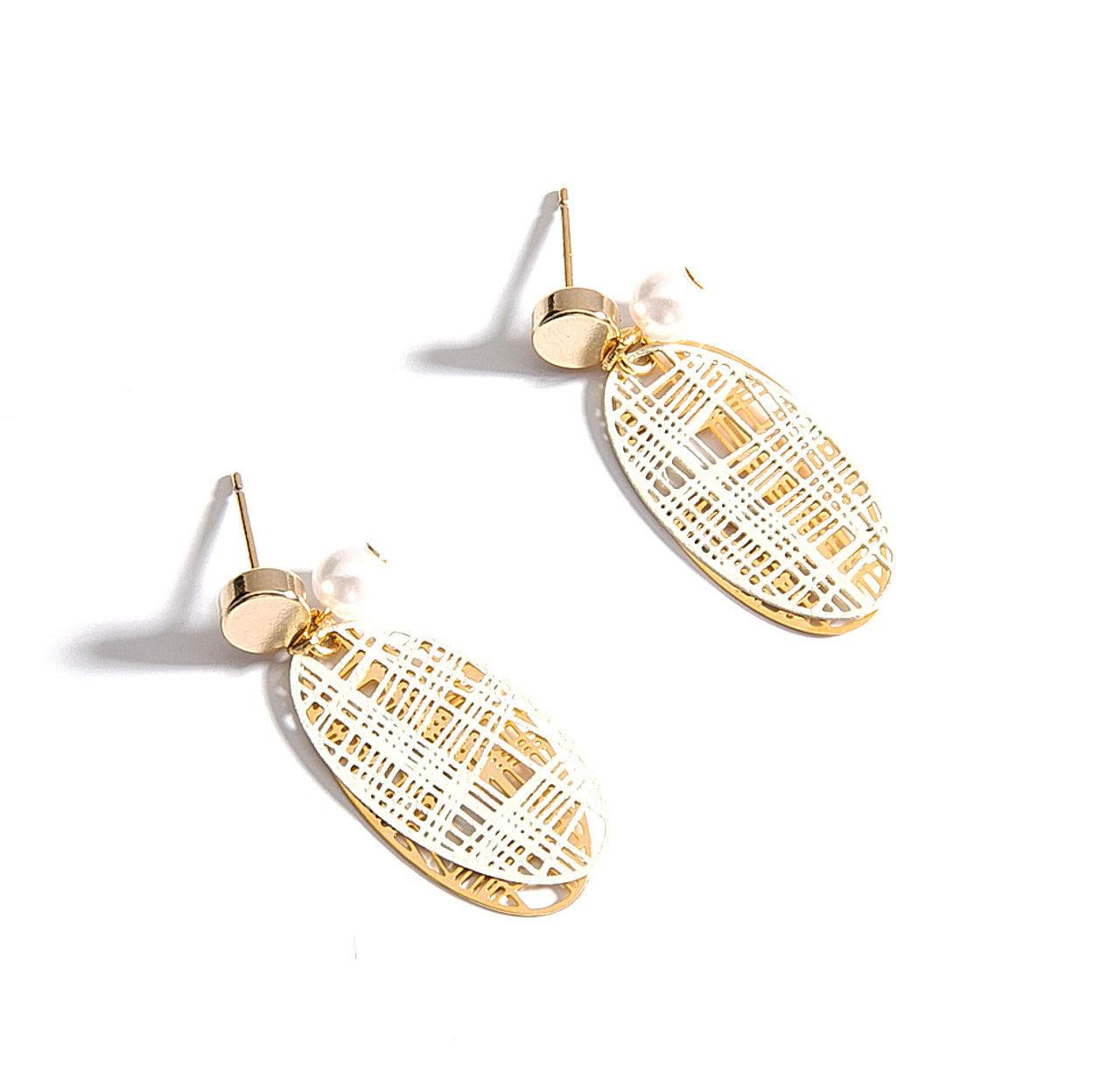 Mesh imitation pearl earrings-Jewearrings