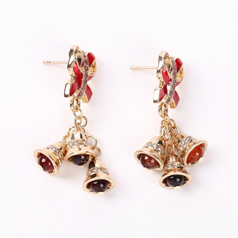 Christmas bell Bow Earrings-Jewearrings