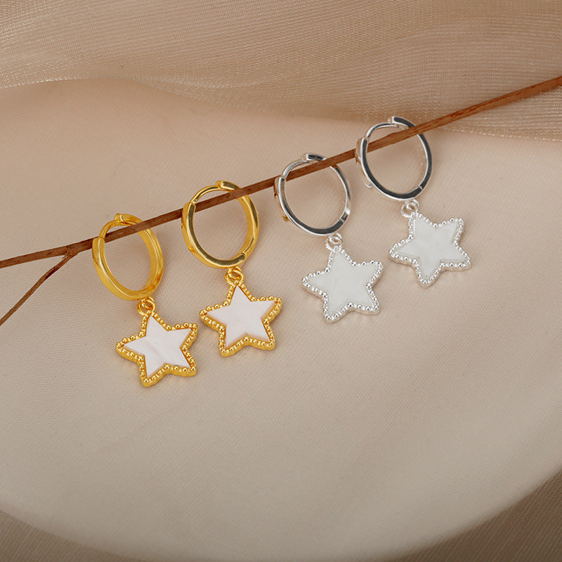 New Opal Inlaid Star Earrings For Women-Jewearrings