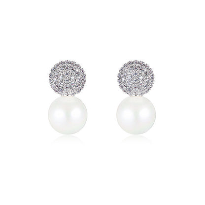 Simple pearl silver earrings-Jewearrings