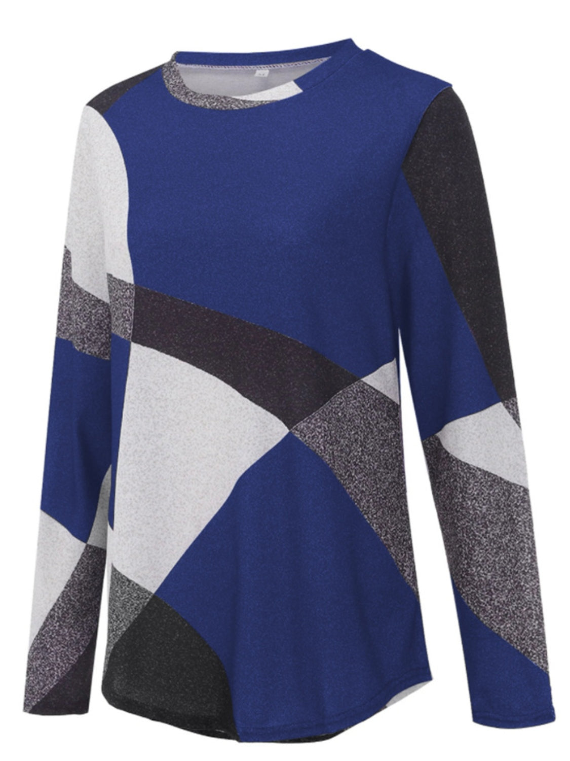 Geometric Round Neck Long Sleeve T-Shirt-Jewearrings