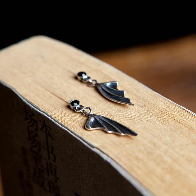 Dark Night 925 Sterling Silver Little Devil Wing Earrings-Jewearrings