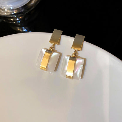 925 Silver Needle Geometric Earrings French Retro Temperament Advanced-Jewearrings