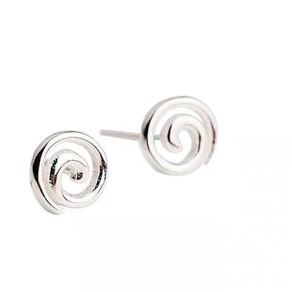 Spiral Stud Earrings Female Korean Style Copper Plated Silver-Jewearrings