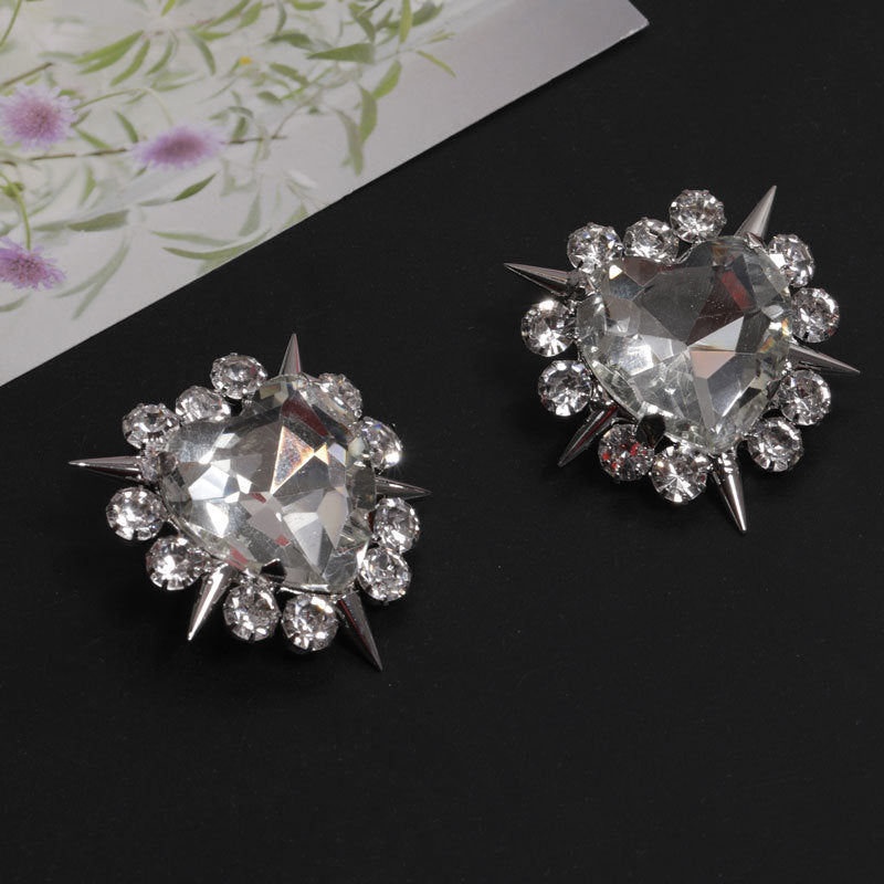 925 Silver Needle Heart Stud Earrings For Women-Jewearrings