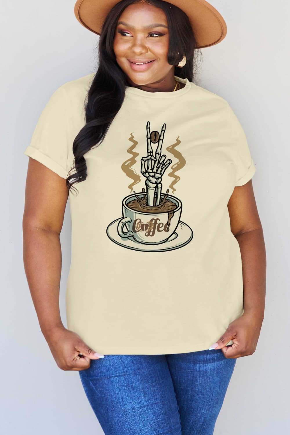 Simply Love Full Size COFFEE Graphic Cotton Tee-Jewearrings