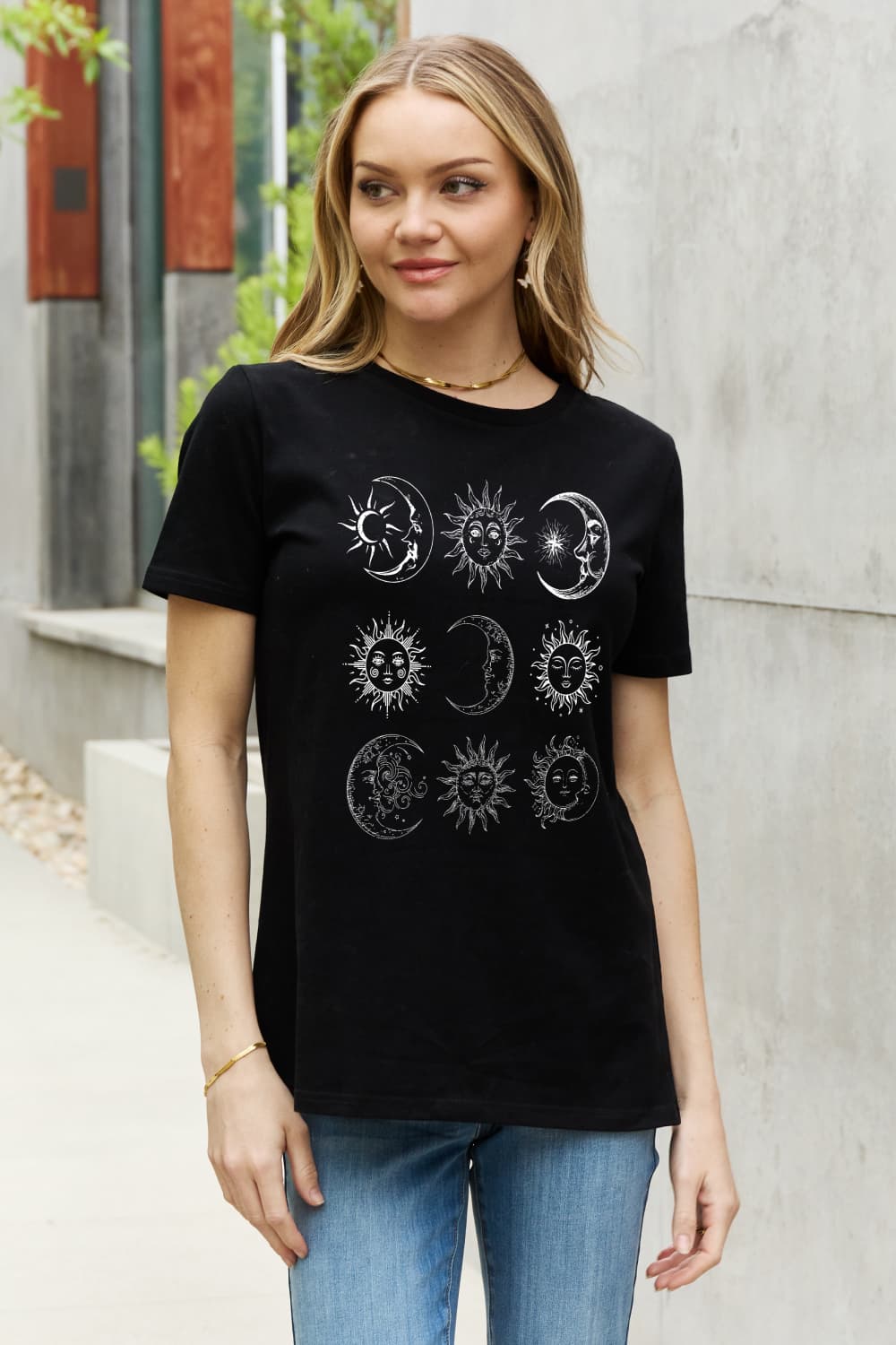 Simply Love Simply Love Full Size Sun and Moon Graphic Cotton Tee-Jewearrings