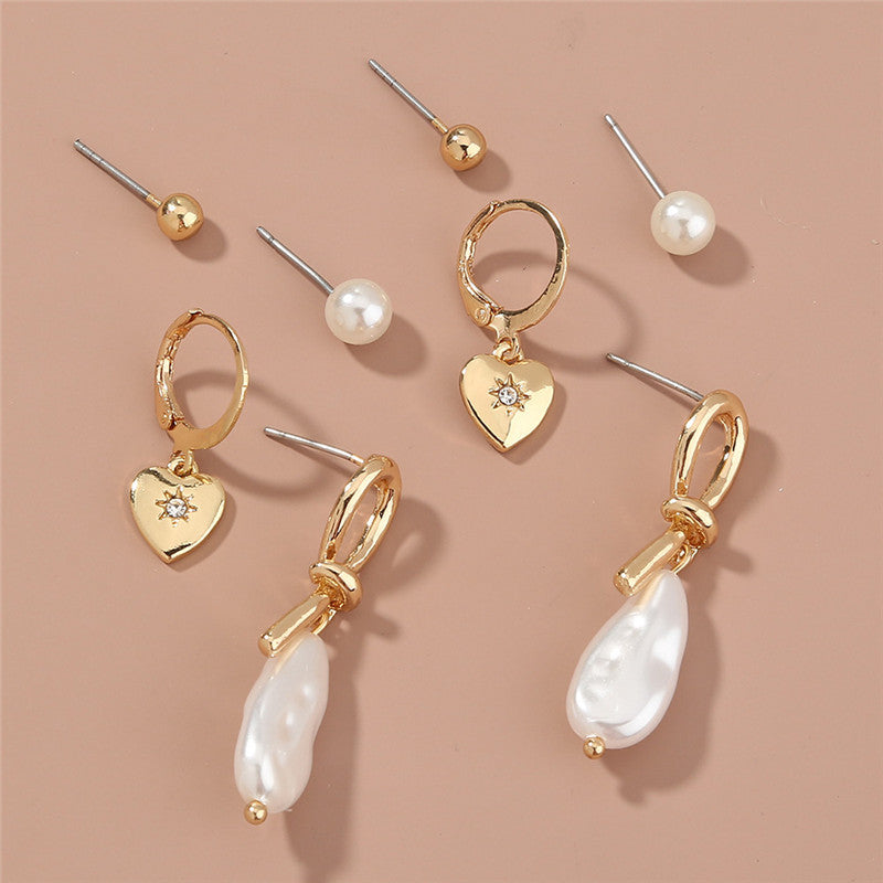 Simple Temperament Wild Pearl Love Earrings-Jewearrings