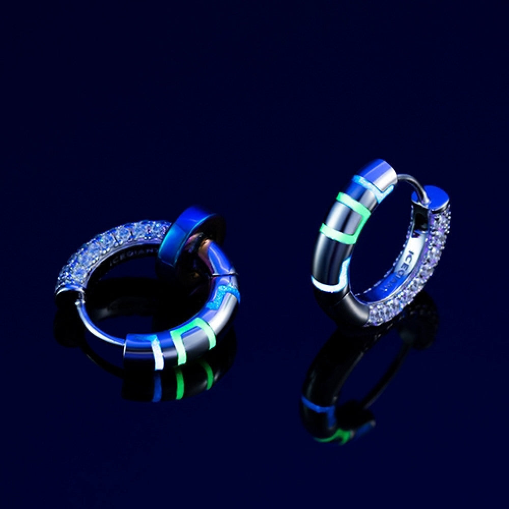 Men's Sterling Silver Luminous Earrings-Jewearrings