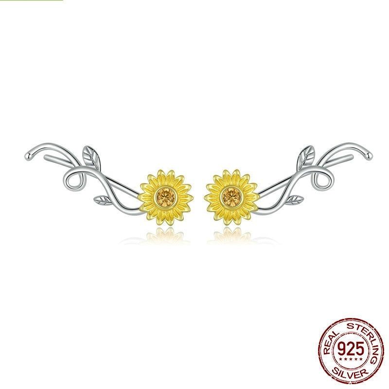 S925 Silver Small Daisy Earrings Light And Luxurious Niche Design-Jewearrings