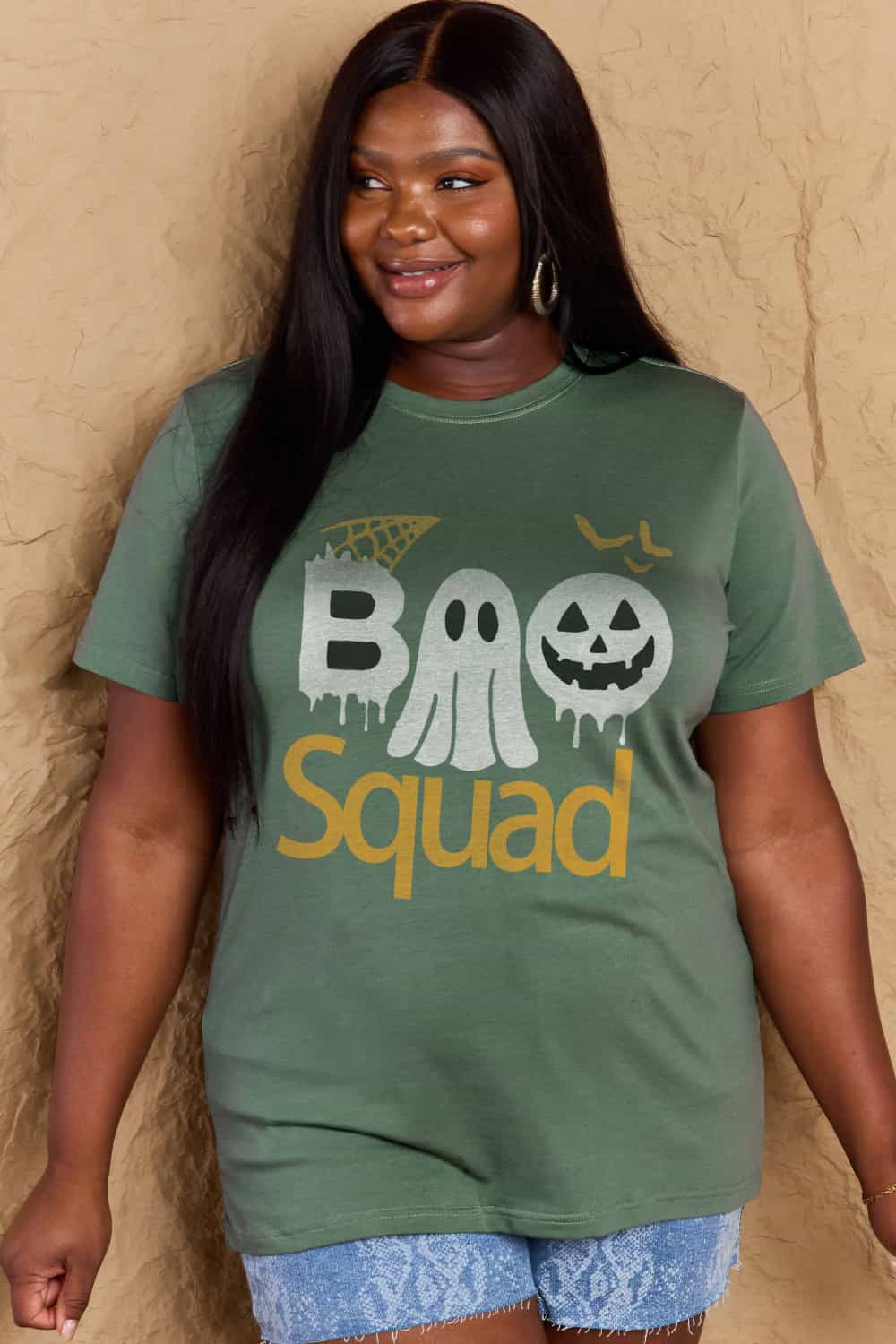 Simply Love Full Size BOO SQUAD Graphic Cotton T-Shirt-Jewearrings