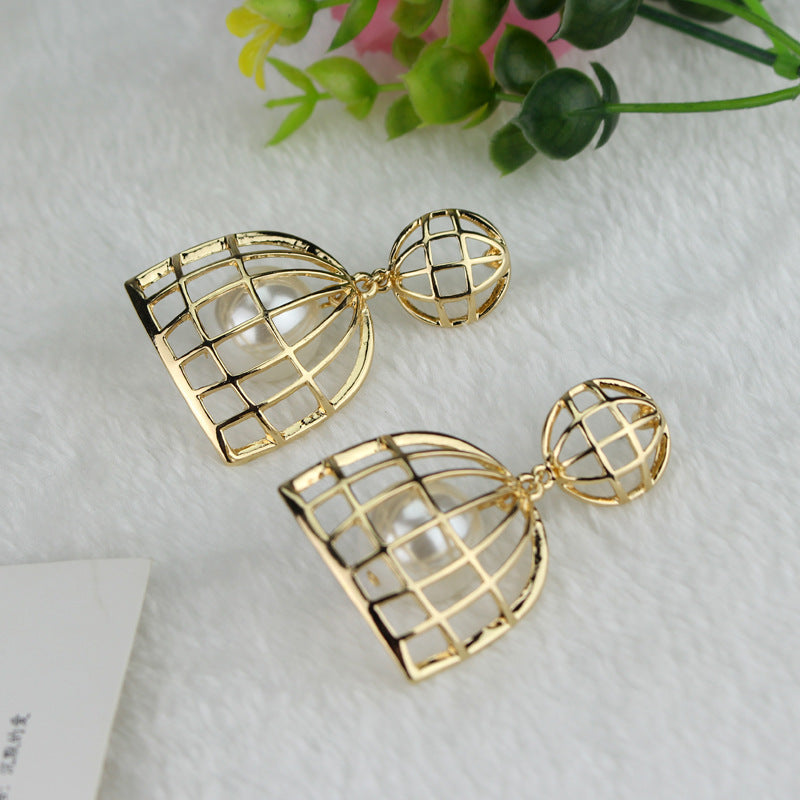 Metal Imitation Pearl Earrings-Jewearrings