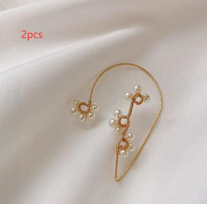 New Summer Fashion Net Celebrity Cold Wind Braided Pearl Earrings-Jewearrings