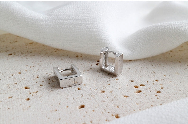 S925 Sterling Silver Personality Creative Square Earrings-Jewearrings