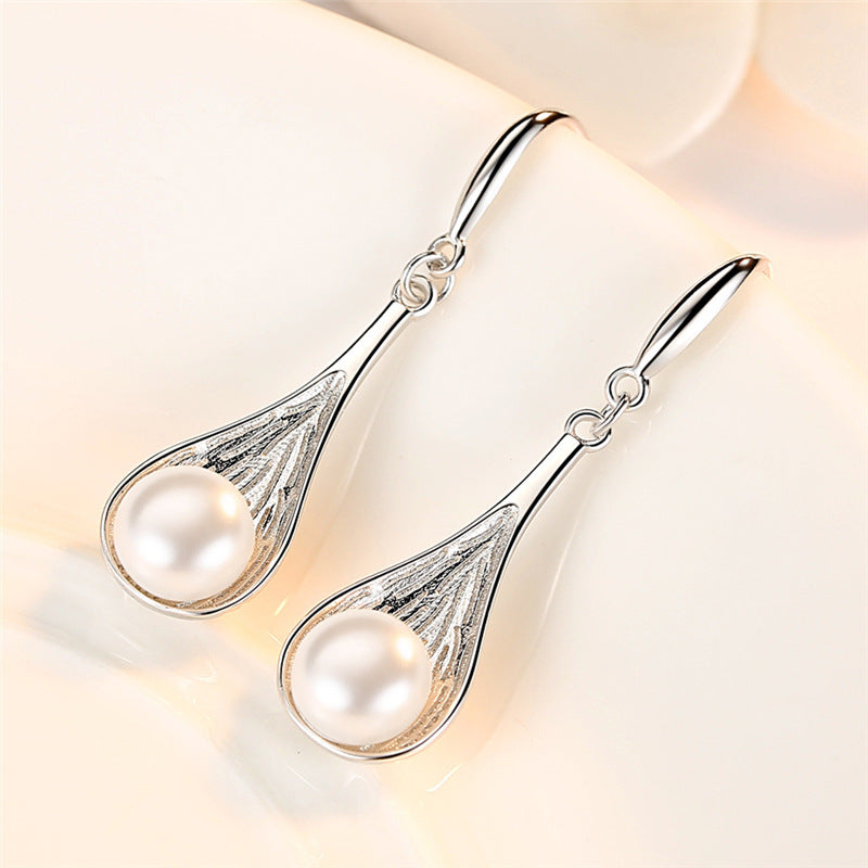 Imitation pearl enamel earrings-Jewearrings