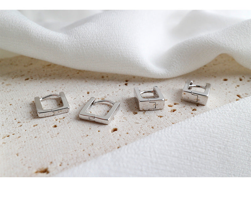 925 Sterling Silver Unique Creative Simple Square Earrings Accessories-Jewearrings