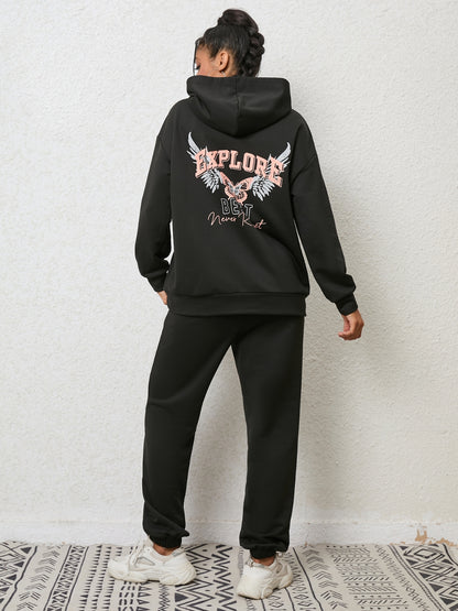 Graphic Hoodie and Sweatpants Set-Jewearrings