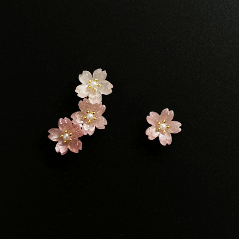 Mini Asymmetric Cherry Blossom Earrings 925 Sterling Silver-Jewearrings