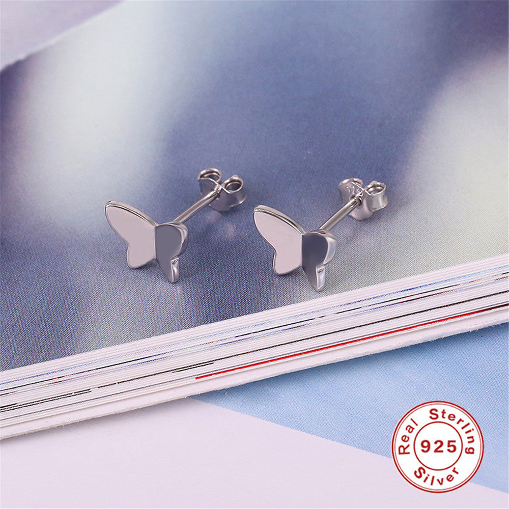 Sterling Silver Butterfly Stud Earrings-Jewearrings