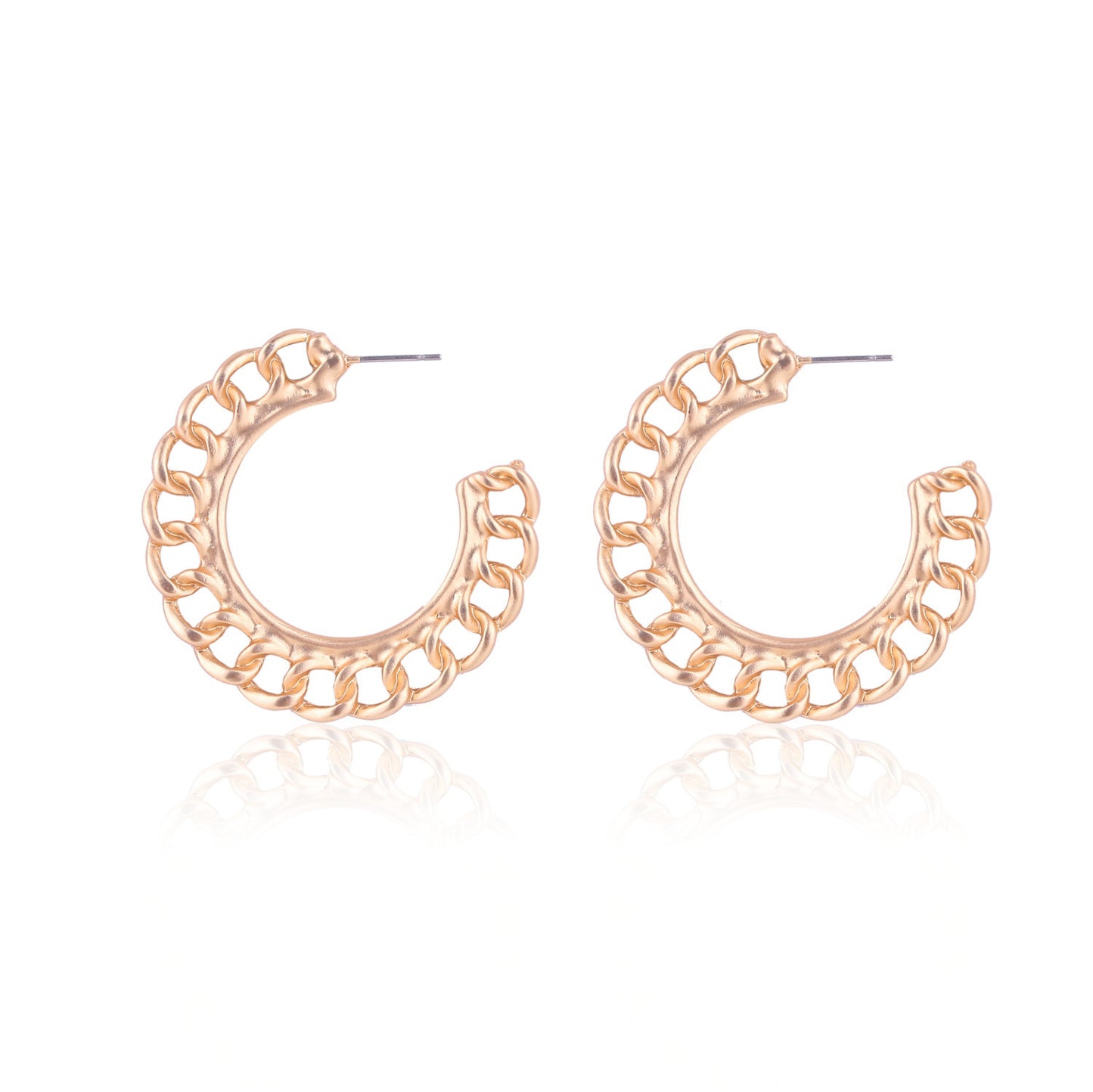 Simple Retro Metal Chain Pearl Earrings-Jewearrings