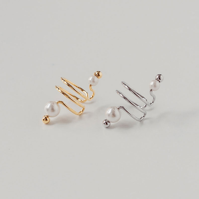 Minimalist Line Pearl Ear Bone Clip Design Pearl Earrings-Jewearrings