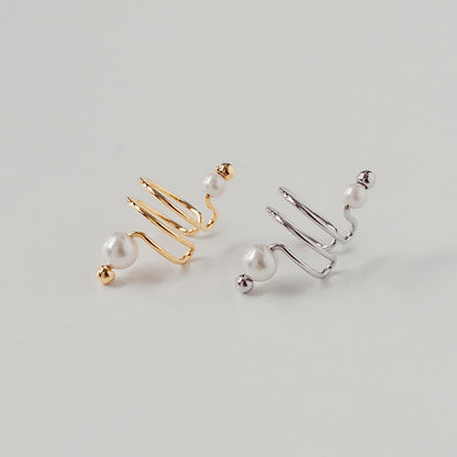 Minimalist Line Pearl Ear Bone Clip Design Pearl Earrings-Jewearrings