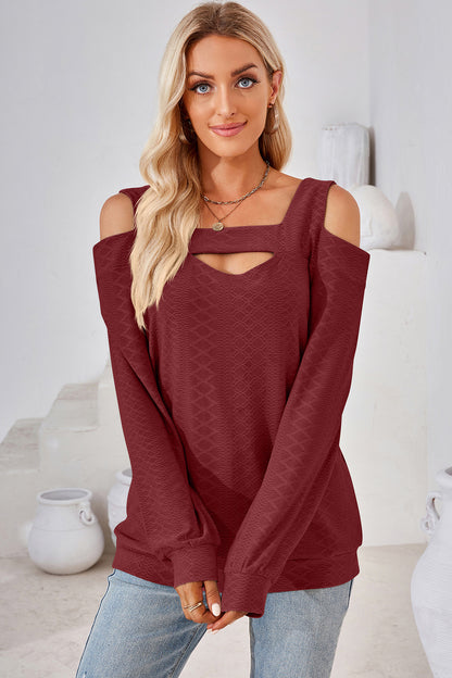 Cutout Square Neck Cold Shoulder T-Shirt-Jewearrings